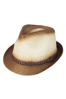 Woven Belt Band Ombre Fedora-H980-NATURAL BROWN